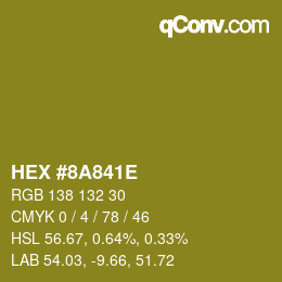 Color code: HEX #8A841E | qconv.com