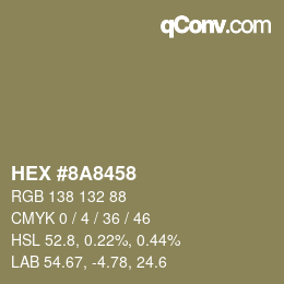 颜色代码: HEX #8A8458 | qconv.com