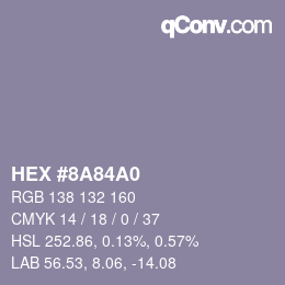 Farbcode: HEX #8A84A0 | qconv.com