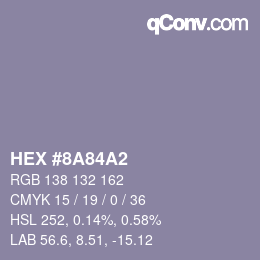 Color code: HEX #8A84A2 | qconv.com