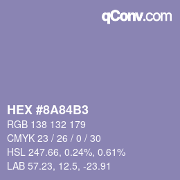 颜色代码: HEX #8A84B3 | qconv.com