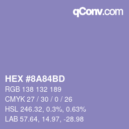 カラーコード: HEX #8A84BD | qconv.com