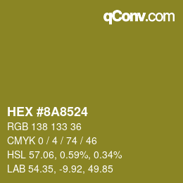 颜色代码: HEX #8A8524 | qconv.com