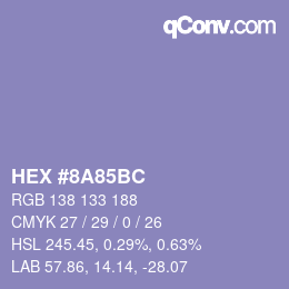 Farbcode: HEX #8A85BC | qconv.com
