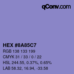 Color code: HEX #8A85C7 | qconv.com