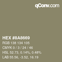 Color code: HEX #8A8669 | qconv.com