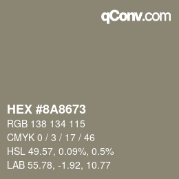 カラーコード: HEX #8A8673 | qconv.com
