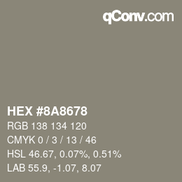 Color code: HEX #8A8678 | qconv.com