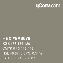 Color code: HEX #8A8678 | qconv.com