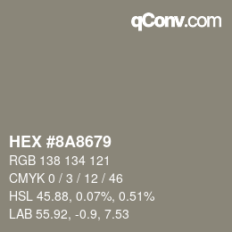 カラーコード: HEX #8A8679 | qconv.com