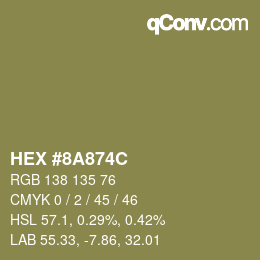 Color code: HEX #8A874C | qconv.com