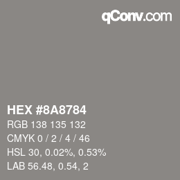 颜色代码: HEX #8A8784 | qconv.com