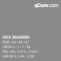 Color code: HEX #8A8889 | qconv.com