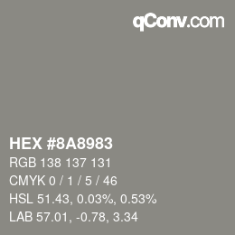 Color code: HEX #8A8983 | qconv.com