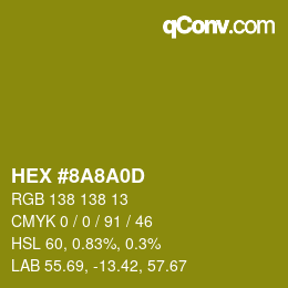 Color code: HEX #8A8A0D | qconv.com