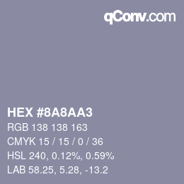 Farbcode: HEX #8A8AA3 | qconv.com
