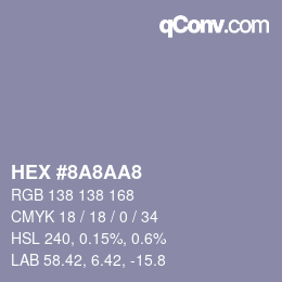 Color code: HEX #8A8AA8 | qconv.com