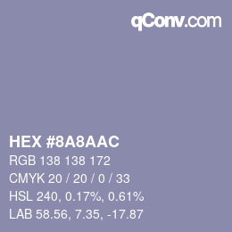 Color code: HEX #8A8AAC | qconv.com