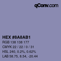 カラーコード: HEX #8A8AB1 | qconv.com