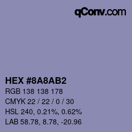 カラーコード: HEX #8A8AB2 | qconv.com