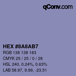 颜色代码: HEX #8A8AB7 | qconv.com