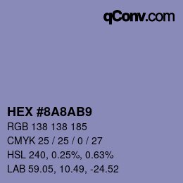 颜色代码: HEX #8A8AB9 | qconv.com