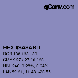 Color code: HEX #8A8ABD | qconv.com