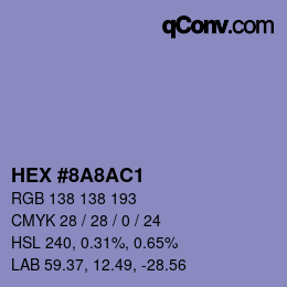 Color code: HEX #8A8AC1 | qconv.com