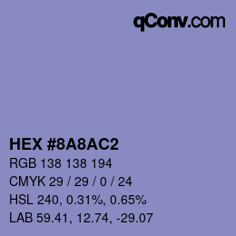 Color code: HEX #8A8AC2 | qconv.com