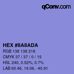 Color code: HEX #8A8ADA | qconv.com