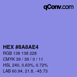 カラーコード: HEX #8A8AE4 | qconv.com
