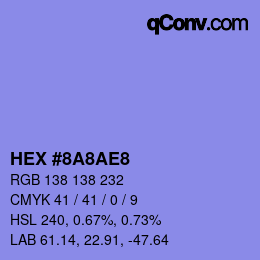 Color code: HEX #8A8AE8 | qconv.com