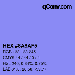 Color code: HEX #8A8AF5 | qconv.com