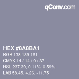 Color code: HEX #8A8BA1 | qconv.com