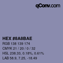 カラーコード: HEX #8A8BAE | qconv.com