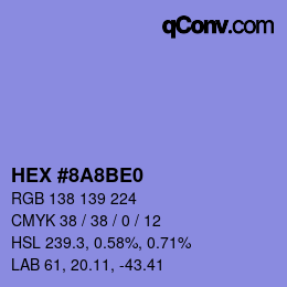 Color code: HEX #8A8BE0 | qconv.com