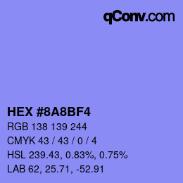 Color code: HEX #8A8BF4 | qconv.com