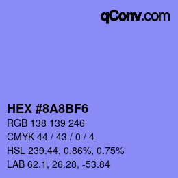 カラーコード: HEX #8A8BF6 | qconv.com