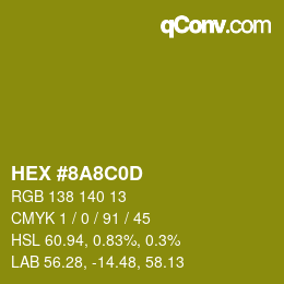 Color code: HEX #8A8C0D | qconv.com