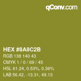 Color code: HEX #8A8C2B | qconv.com