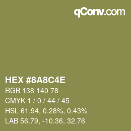 Farbcode: HEX #8A8C4E | qconv.com