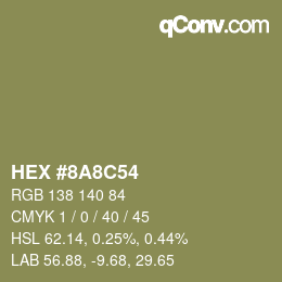 Color code: HEX #8A8C54 | qconv.com