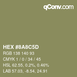 Color code: HEX #8A8C5D | qconv.com