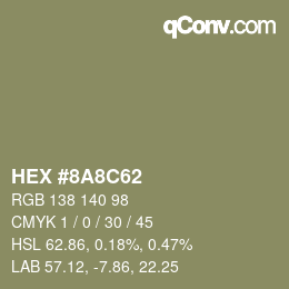 Color code: HEX #8A8C62 | qconv.com