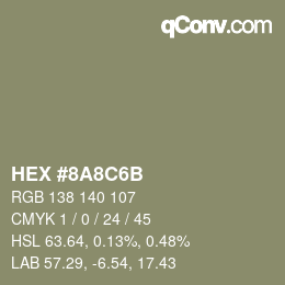 颜色代码: HEX #8A8C6B | qconv.com