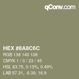 Color code: HEX #8A8C6C | qconv.com