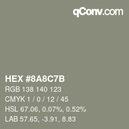 Color code: HEX #8A8C7B | qconv.com