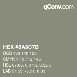 Code couleur: HEX #8A8C7B | qconv.com