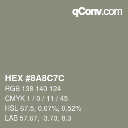 Color code: HEX #8A8C7C | qconv.com