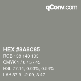Color code: HEX #8A8C85 | qconv.com
